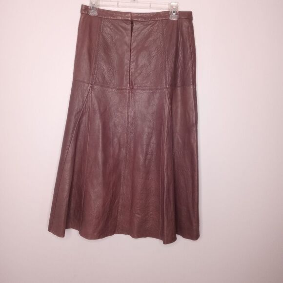Halston Heritage Taupe Leather Skirt Size 8 - Picture 12 of 16